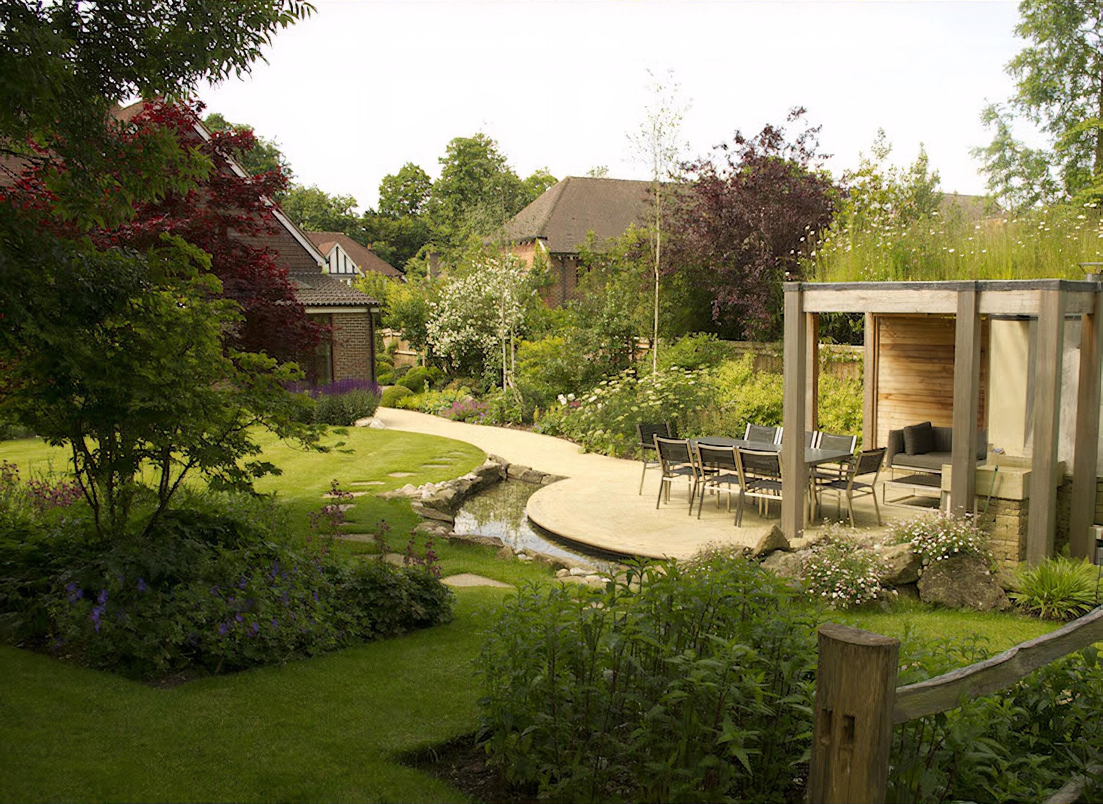 Large Country Garden Design in Surrey by garden designer Helen Elks